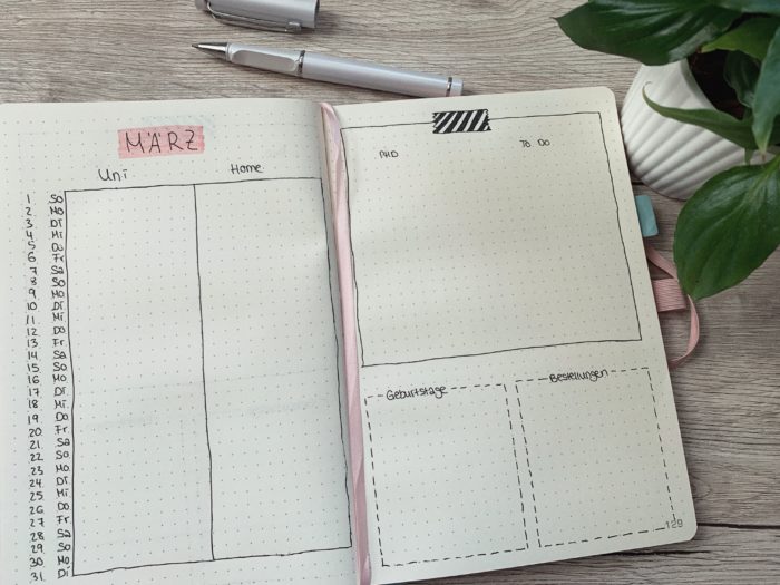 Bullet Journal Monat